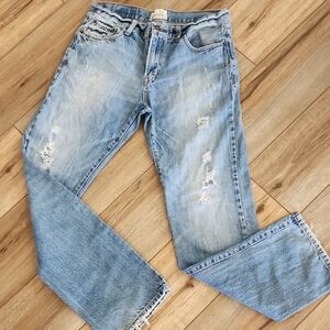 Aeropostale Essex Straight Leg Blue Denim Distressed Jeans Size 32x34